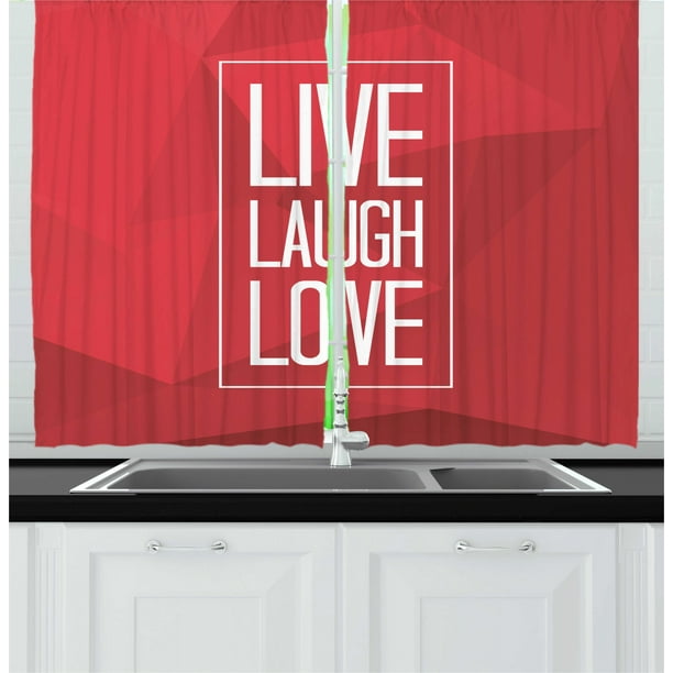 Live Laugh Love Curtains 2 Panels Set, Abstract Triangular ...