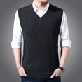 thumbnail image 4 of Chaleco exterior de punto de color sólido para otoño e invierno para hombre, suéter de punto informal de moda para hombre, 4 of 6