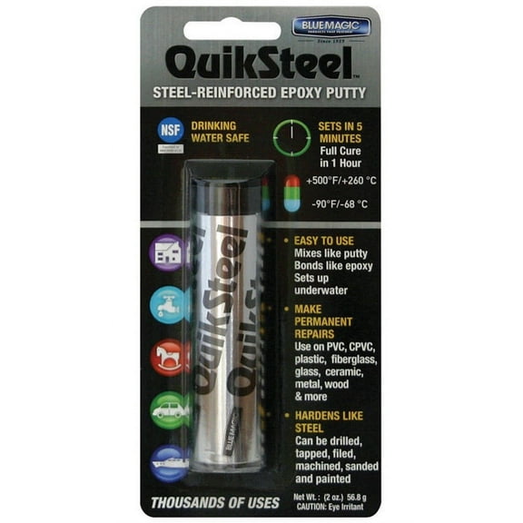 Blue Magic 16002TRI QuikSteel Steel Reinforced Epoxy Putty Repair 2 oz.