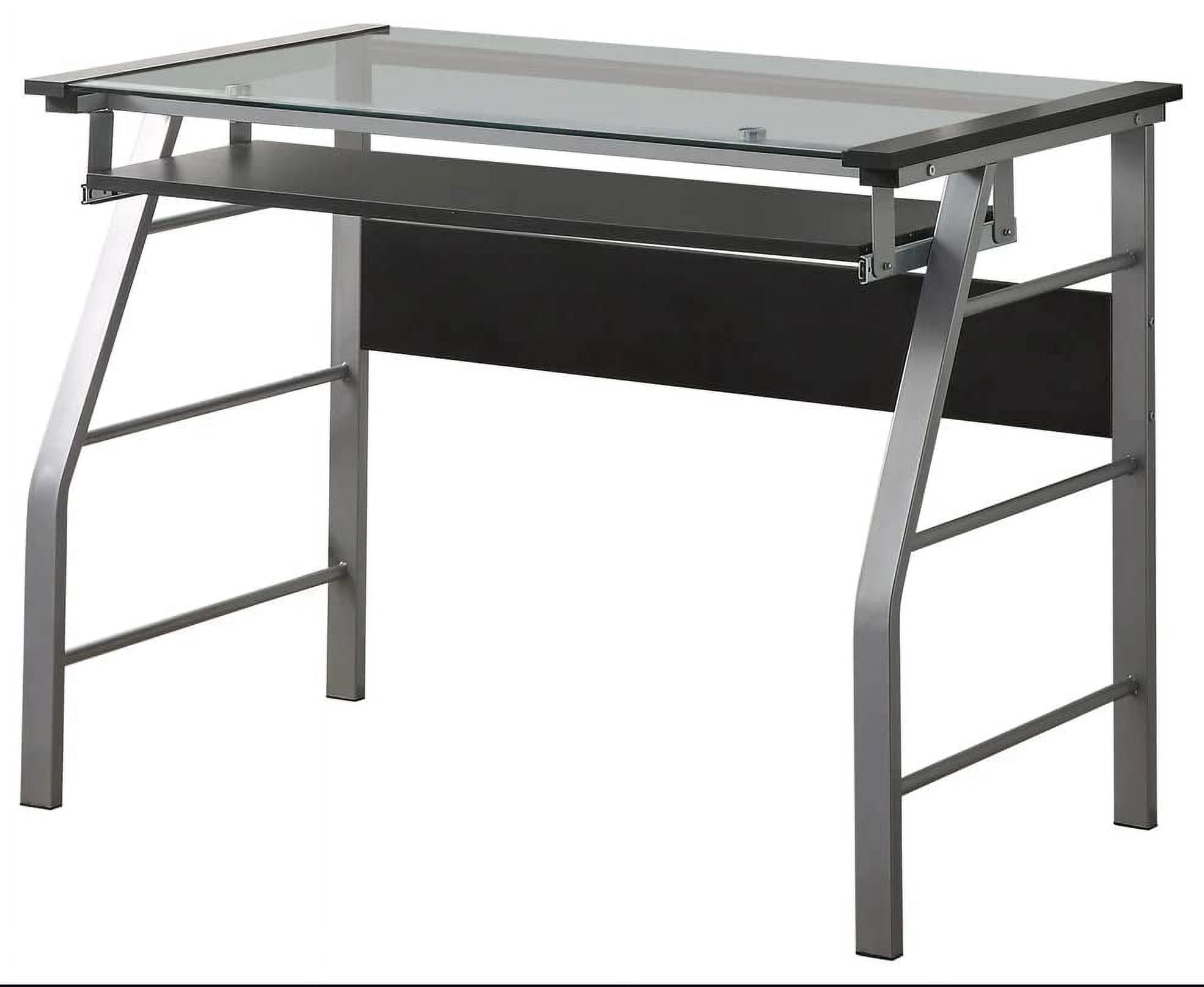 Kings Brand Furniture Chrome Metal Computer Desk – Clear Glass Top for Home Office, Study & Workspaces