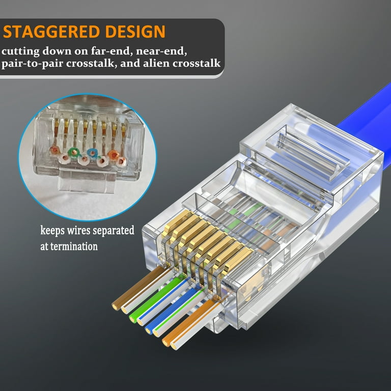 Amazon.co.jp: AOWIZ RJ45 Cat6 Cat6a コネクタ パススルー