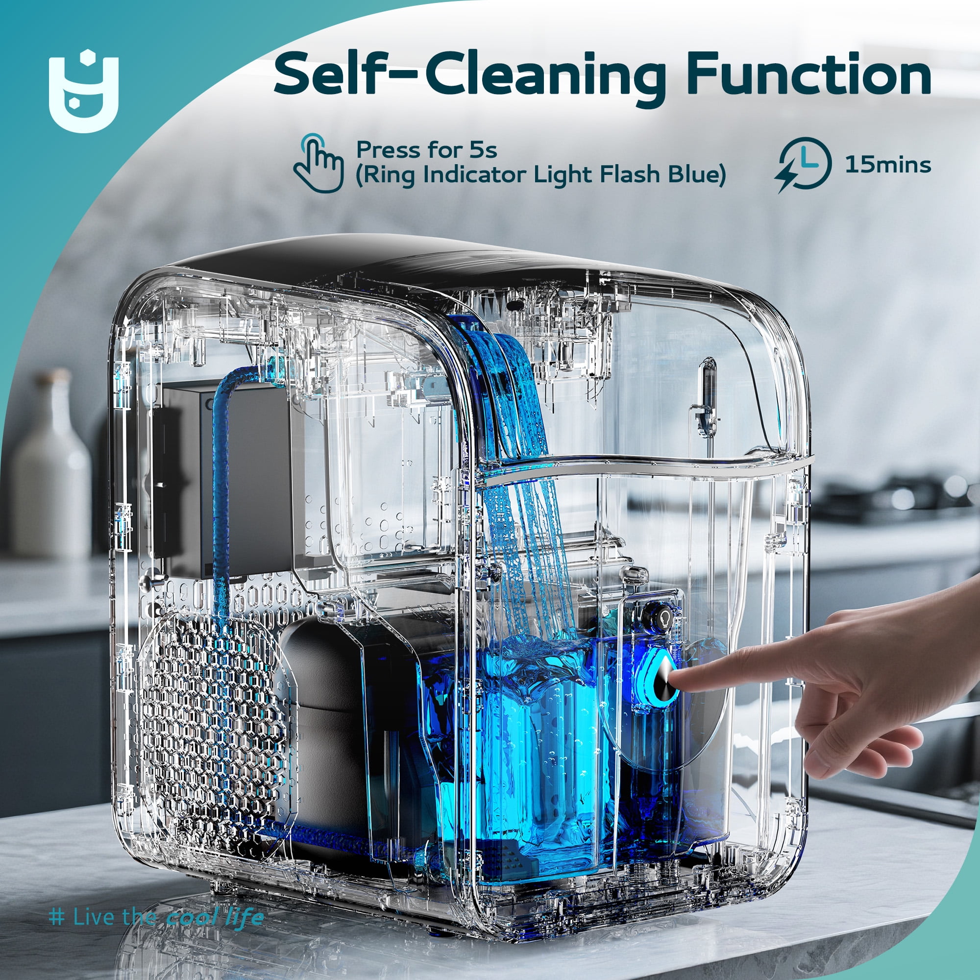 EUHOMY Countertop Nugget Ice Maker - 40Lbs/24H Soft Nugget Ice, Ultra-Quiet & Self-Cleaning, Compact for Home/Party