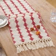 thumbnail image 6 of Fancy Homi Red Boho Cotton Polyester Table Runner 108 inches Long, Farmhouse Macrame Table Runners with Tassels for Home Party Bohemian Rustic Bridal Shower Kitchen Dining Decor 12x108 inches, 6 of 7