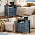 thumbnail image 4 of Fluted Nightstand with Charging Station - 20-inch Farmhouse End Side Table - Modern Night Stand - Elegant Wood Bedside Table with 2 Drawers and Stoarge for Bedroom(Navy Blue), 4 of 16