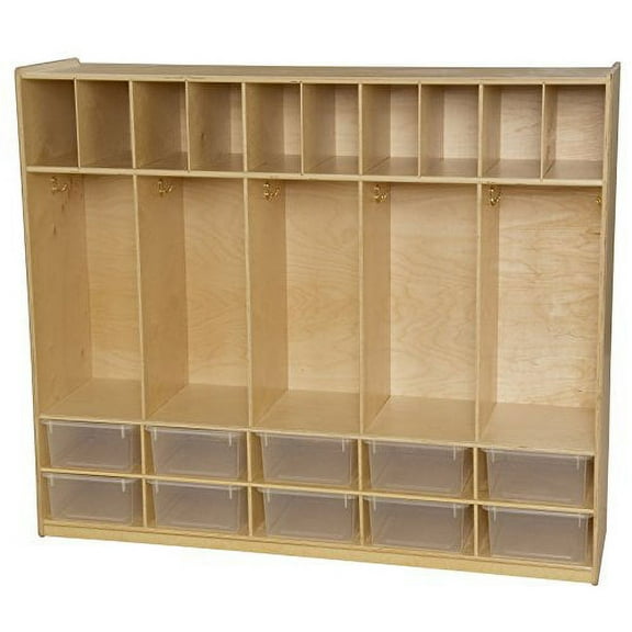 Wood Designs 990096CT Locker and Communication Center with 10 Translucent Trays