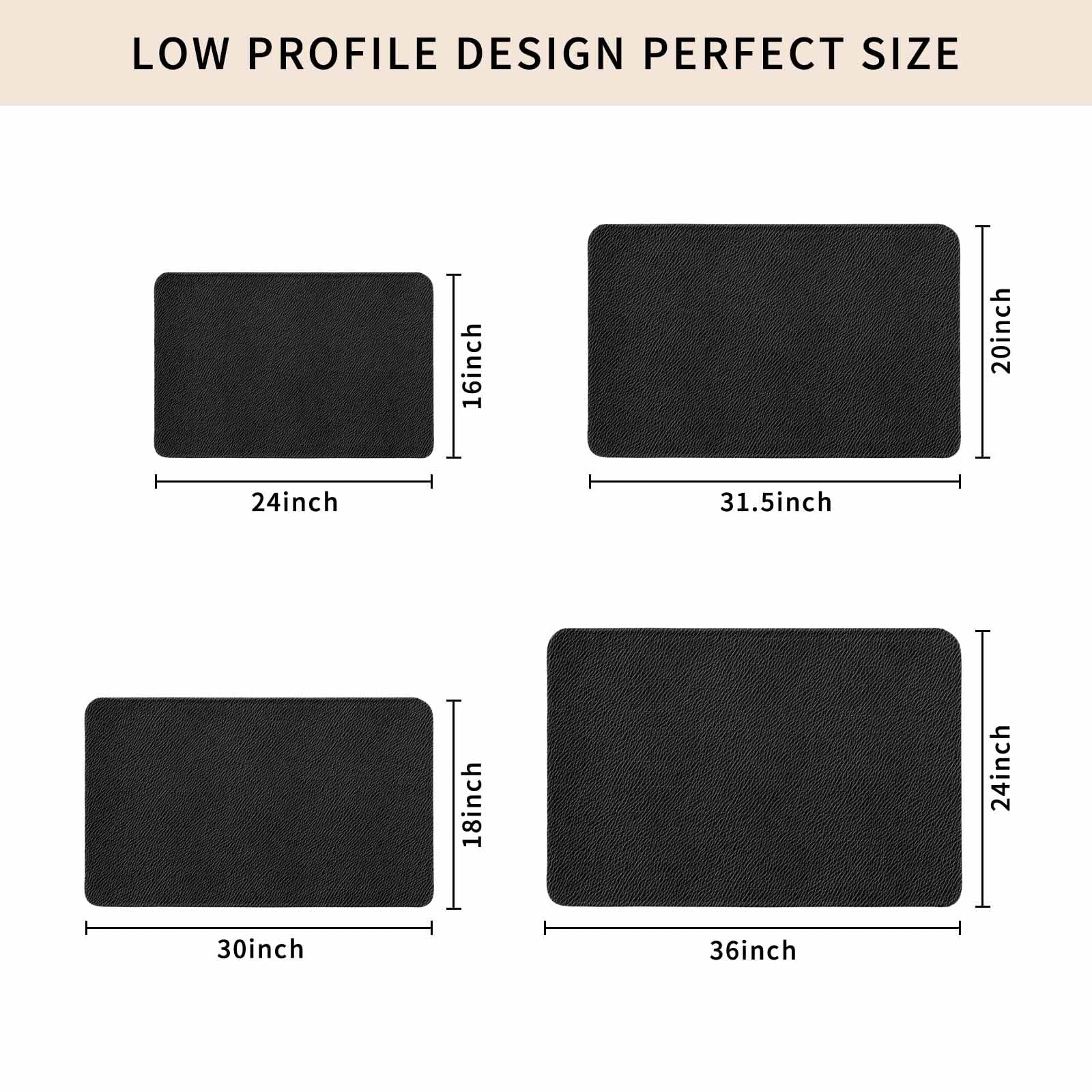 Solid Black Doormat Outdoor Entrance 16"x24", Retro Minimalism Abstract Denim Texture Absorb Moisture Dirt Door Mats, Non-Slip Rubber Backing Floor Mats Indoor, Low-Profile Front Door Rugs