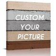 thumbnail image 2 of Brown Grey Wall Art Painting on Canvas, Vintage Stripe Farmhouse Wood Grain Ombre Canvas Art Home Prints Wall Art Framed Modern Artwork for Living Room Bedroom Wall Decor 12x12in, 2 of 9