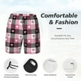 thumbnail image 5 of Balery Heart Plaid Mens Swim Trunks Swim Shorts for Men Quick Dry Inseam Beach Shorts with Compression Liner Pocket-Large, 5 of 9