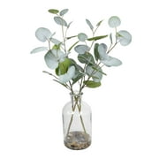 17-inch Artificial Eucalyptus Greenery Plant in Glass Vase, Green, for Indoor Use, by Mainstays