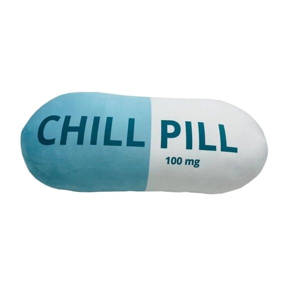 Funny & Cute Pill Shape Plush Pillow for Decor and Relaxation Idea for Teens, Students, Nurses, Doctors,Blue - 13.7” L x 5.9” W