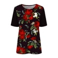 thumbnail image 4 of Tops con estampado de flores de manga corta con cuello redondo para mujer Pompotops  hkajfhjk463036, 4 of 5