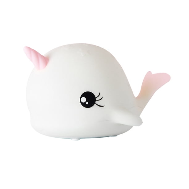 Linda lámpara de escritorio Narwhal pequeña de silicona, luz nocturna Narwhal, regalo creativo para niños