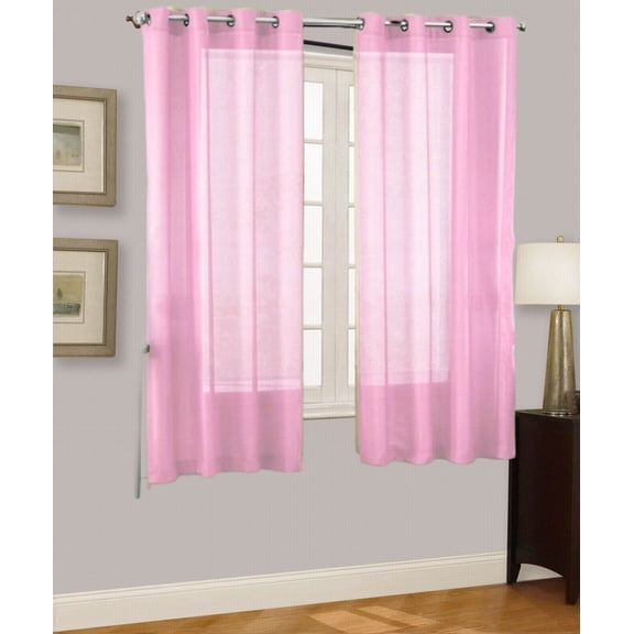 2PC SOLID SHEER INDOOR PANEL 8 GROMMETS WINDOW CURTAIN VERSATILE RUBY SEE THRU