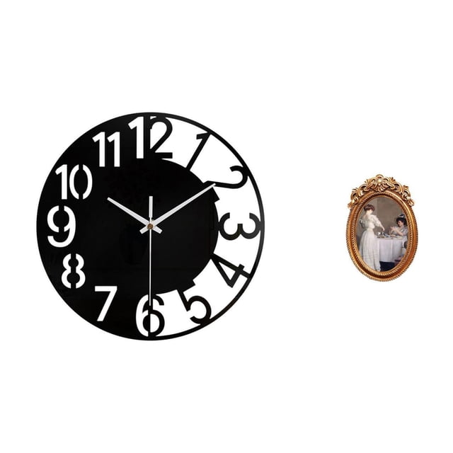 Reloj De Pared Acrílico Decorativo, Silencioso, Fácil De Leer, Sencillo, Redondo, Grande, Para Oficina, Hogar O Baño. Marco De Fotos Ornamentado, Pequeño Marco De Fotos De Resina, Colgante,