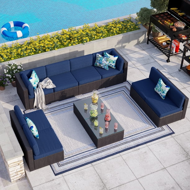MF Studio 10 Piece Patio Sofa Set Outdoor Furniture Sectional All