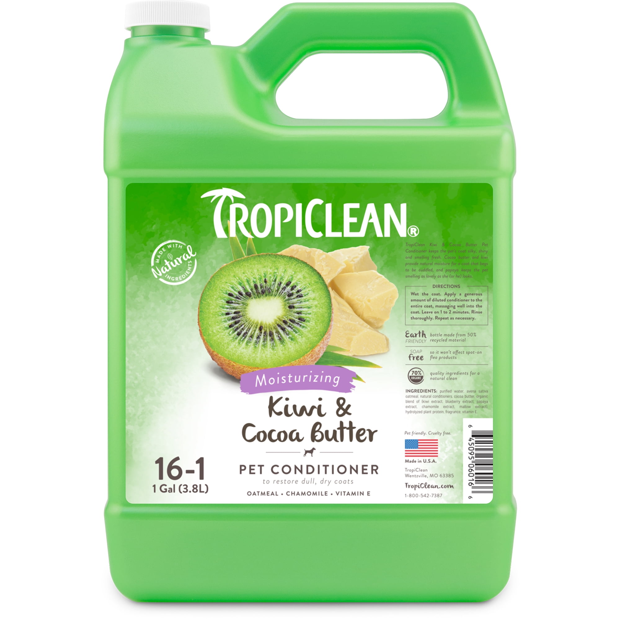 TropiClean Kiwi & Cocoa Butter Moisturizing Conditioner for Pets, 1 gal
