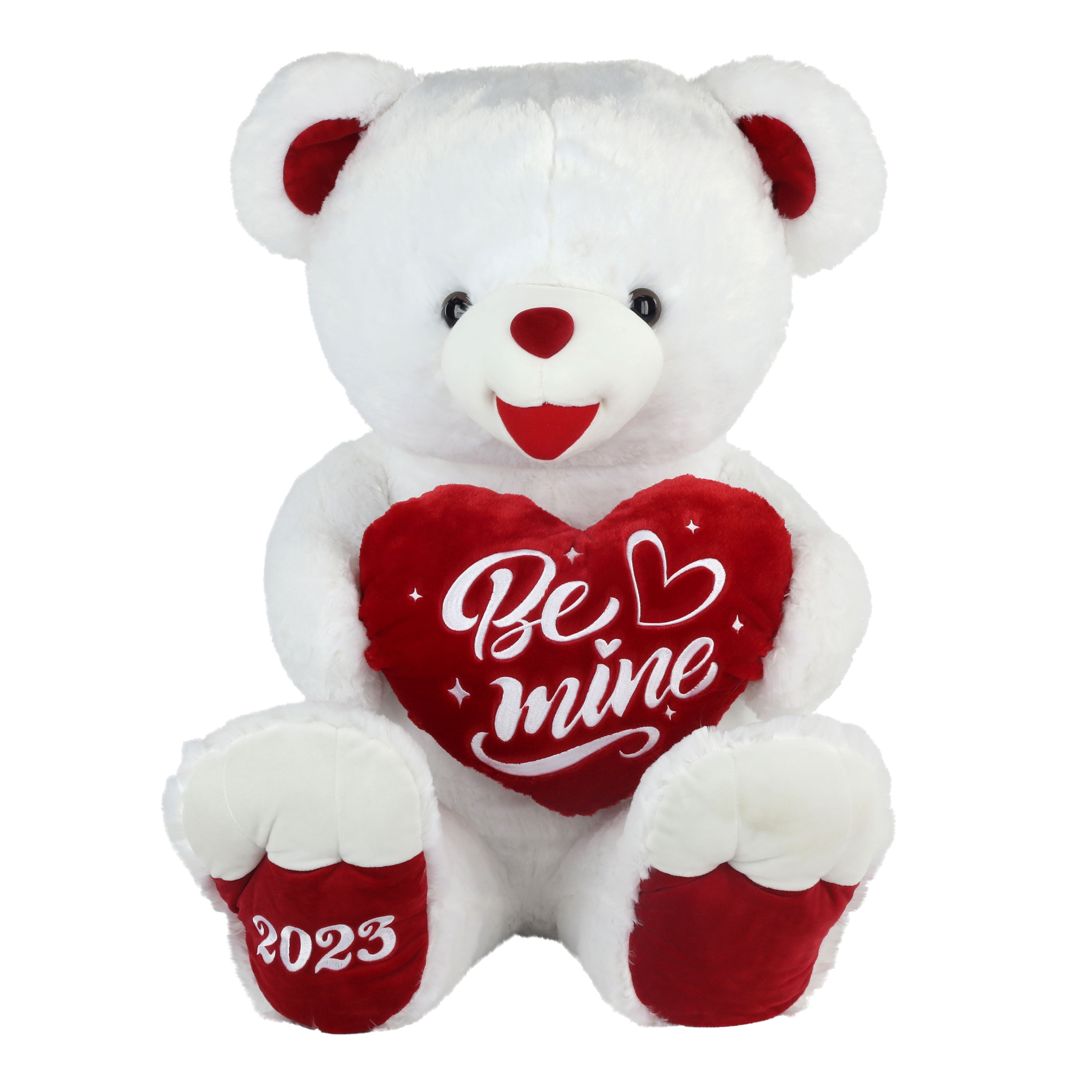 cute white teddy bears with hearts