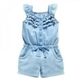 thumbnail image 2 of Vêtements pour Tout-Petits Filles, Barboteuses en Denim Bleu, Jeans Délavés en Coton, Combinaison Sans Manches à Nœud, 0-5 Ans, 2 of 6