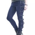 thumbnail image 2 of Pantalones estilo punk con cordones cruzados laterales y adelgazantes de corte entallado informal de moda para mujer, 2 of 6