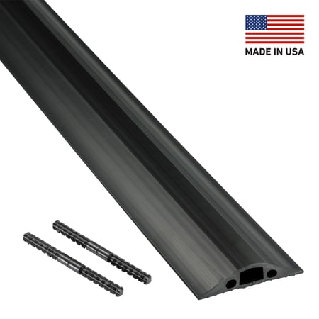UPC: 0818165011669 | D-Line Black Floor Cable Protector  0.56×0.35in Cord Cavity  6ft Length