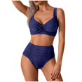 thumbnail image 5 of Women's Twist Front Full Coverage Swimsuit Tummy Control High Waisted Ruched Bikini Set Two Piece Modest Bathing Suit, 5 of 7
