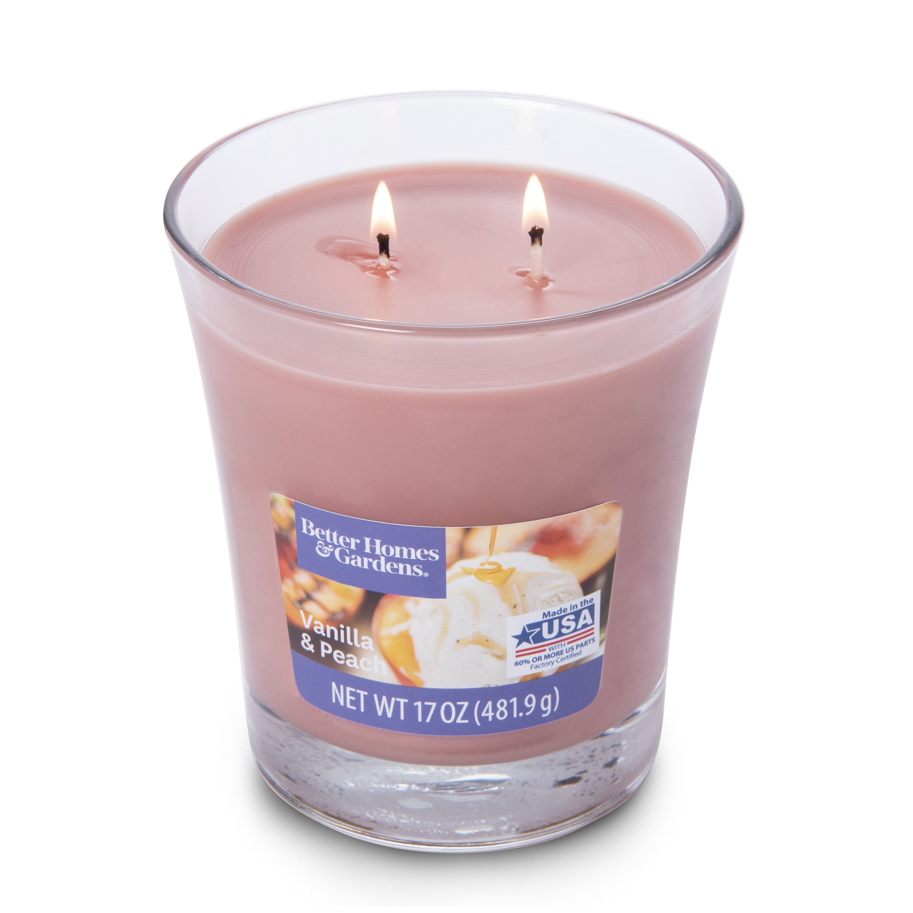 Better Homes & Gardens 17oz Vanilla & Peach Scented 2-wick Jar Candle