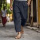 thumbnail image 1 of Pantalones largos de poliéster para hombre, moda masculina, color liso, informales, con bolsillos y cintura elástica y cordón ajustable., 1 of 6