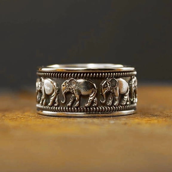 Exaggerated Personality Color Elephant Rings For Women Jewelry Antique Finger Ring