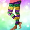 thumbnail image 2 of Leggings for Women High Waist,Women Mardi Gras Leggings Beads Mask Carnival Print Tights Costume Stretchy Pants, 2 of 5