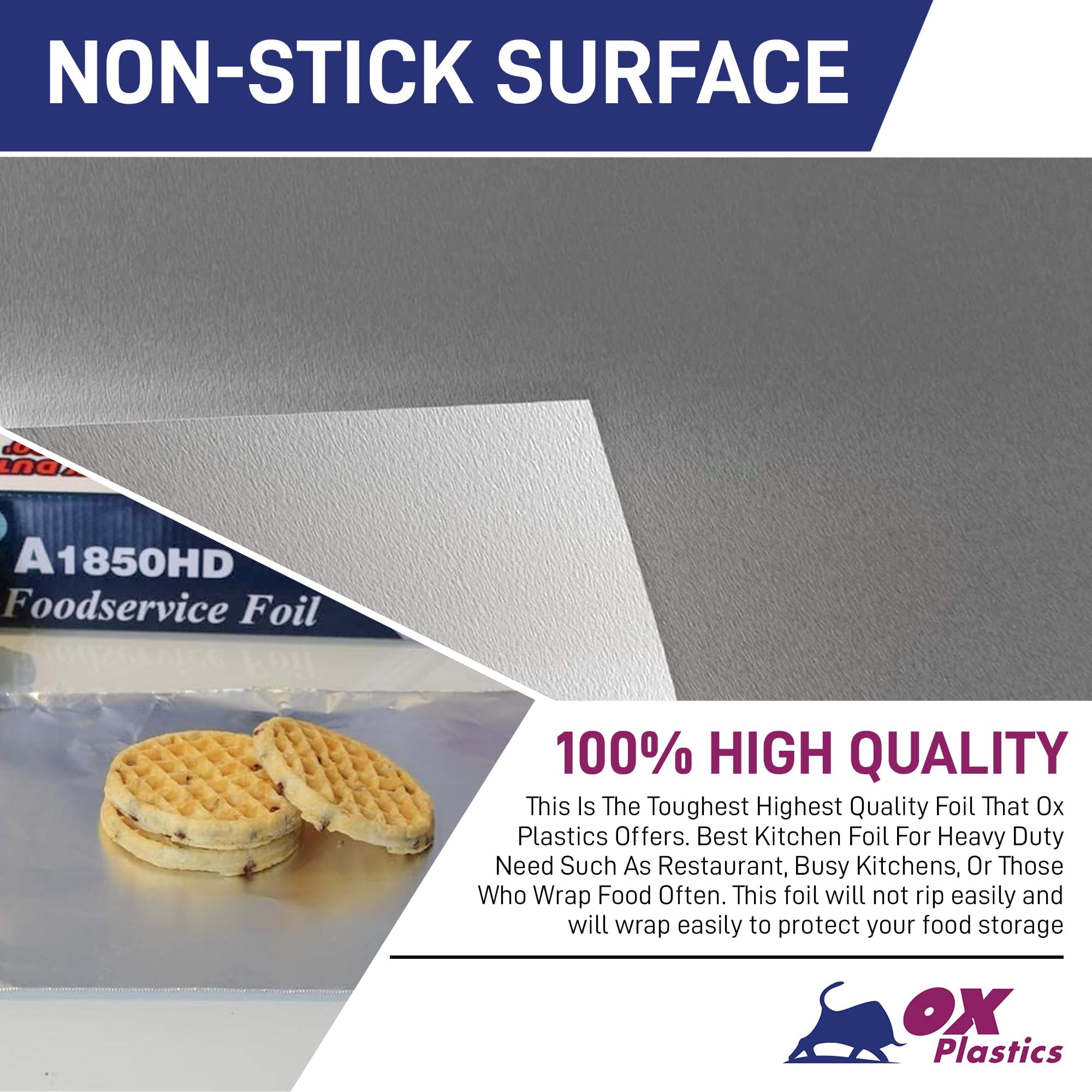 Heavy Duty Aluminum Foil, 18 Inches X 500 Feet, Commercial Industry Grade, Food Service, Wrap, Bulk Thick Super Heavy Duty Roll (1-Pack)
