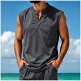 thumbnail image 5 of Mens Athletic Sports Sleeveless Tank Tops V-Neck with Pocket Workout Shirt Beach Swim Tee Fathers Gift, 5 of 8