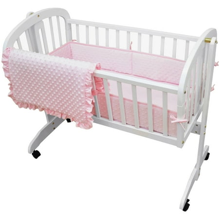 TL Care Heavenly Soft Minky Dot 3 Piece Cradle Set, Pink, for Girls