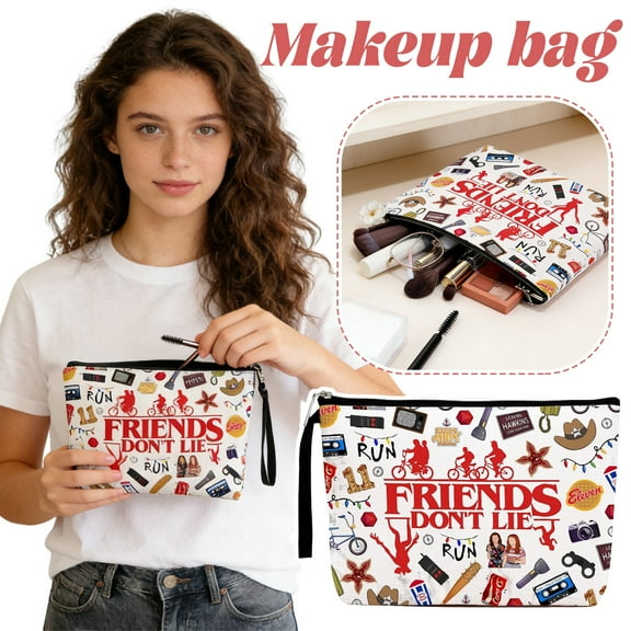 Stranger T-hings Makeup Bag – Stranger T-hings Merch Stranger T-hings Gifts BFF Cosmetic Pouch Travel Toiletry Organizer(White)