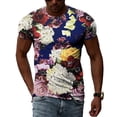 thumbnail image 1 of Summer Men's Flower Pattern Printed T-Shirt Hip-Hop Element Trend Round Neck Tees Seasonality Fashion Handsome Short Sleeve Tops, 1 of 5