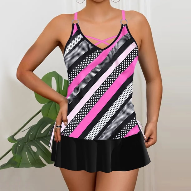 Traje de baño de 2 piezas para mujer, trajes de baño para mujer, traje de baño de verano de talla grande con estampado, bikini, traje de baño dividido para mujer, traje de baño de poliéster