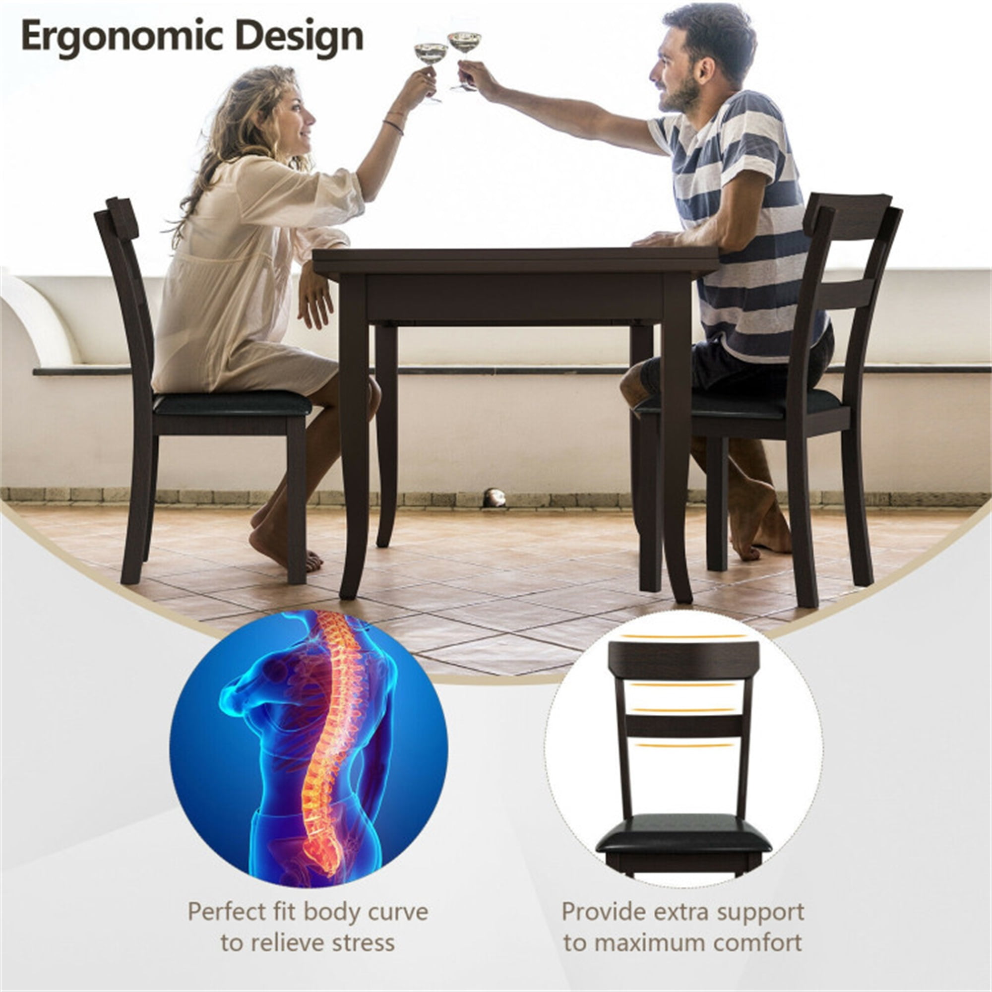 Demi Bonn Set of 2 Dining Chairs With Rubber Wood Frame and Upholstered Faux Leather Seat for Dining Room Living Room, Green