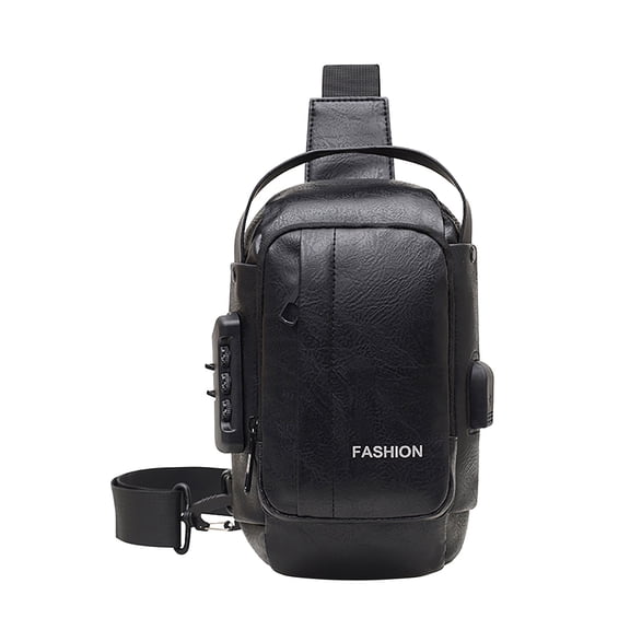 Btomtd Casual Men's Motorcycle Chest Bag, Shoulder Backpack with USB Port and Password Lock, Lightweight Anti-Theft Crossbody Bag for Riding and Travel, Black