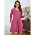 thumbnail image 4 of Chiclily Women's Long Sleeve Casual Dress Mauve XL Tunic Dress Loose T-Shirt Dress with Pockets, 4 of 8