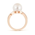 thumbnail image 2 of Angara Solitaire Freshwater Cultured Pearl Bypass Ring with Diamonds in 14K Rose Gold for Women | June Birthstone Jewelry for Her, 2 of 8