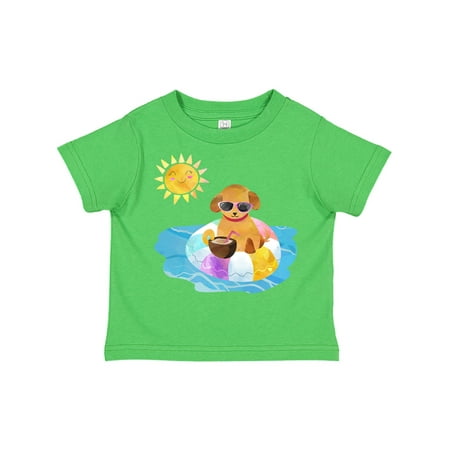 

Inktastic Summer Puppy in Float with Drink Gift Toddler Boy or Toddler Girl T-Shirt