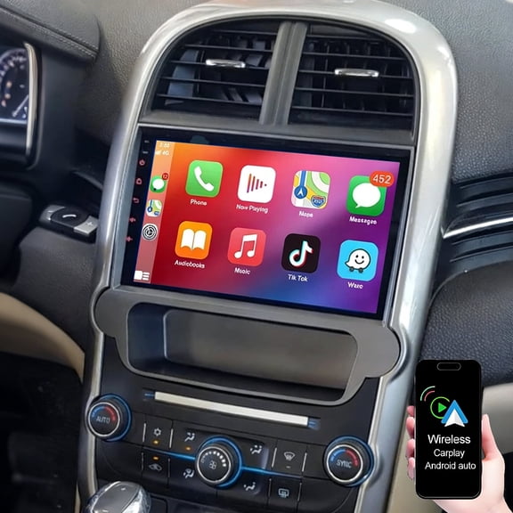 Geabo 2G 64G Android Car Stereo for Chevrolet Malibu 2011-2015, 9 Inch Touch Screen Car Radio with Wireless Carplay Android Auto, GPS WiFi Bluetooth FM RDS Backup Camera