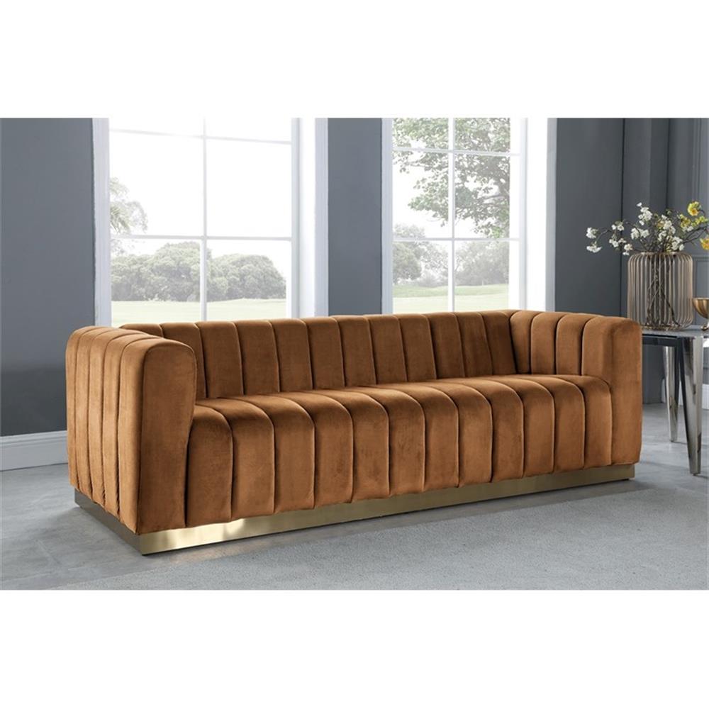 Meridian Furniture Marlon Saddle Velvet Sofa