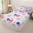 thumbnail image 2 of Manfei Kawaii Usa Flag Bow Zipper Queen Comforter Set with Fitted Sheet and 2 Pillowcases,Festival Fireworks Zipper Bedding Set,Red White Navy,Colorful Stars Reversible,4pcs, 2 of 8