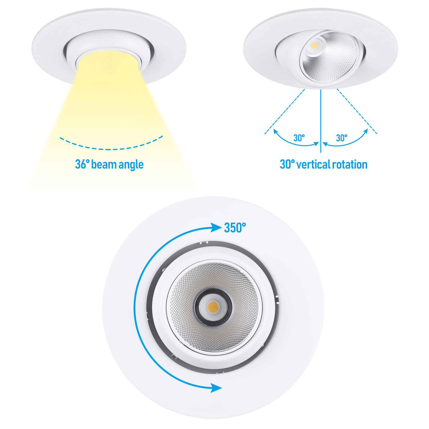 TORCHSTAR 3 Inch 5CCT Selectable Gimbal Recessed Lighting, 7W, Oil Rubbed Bronze, Pack Of 6