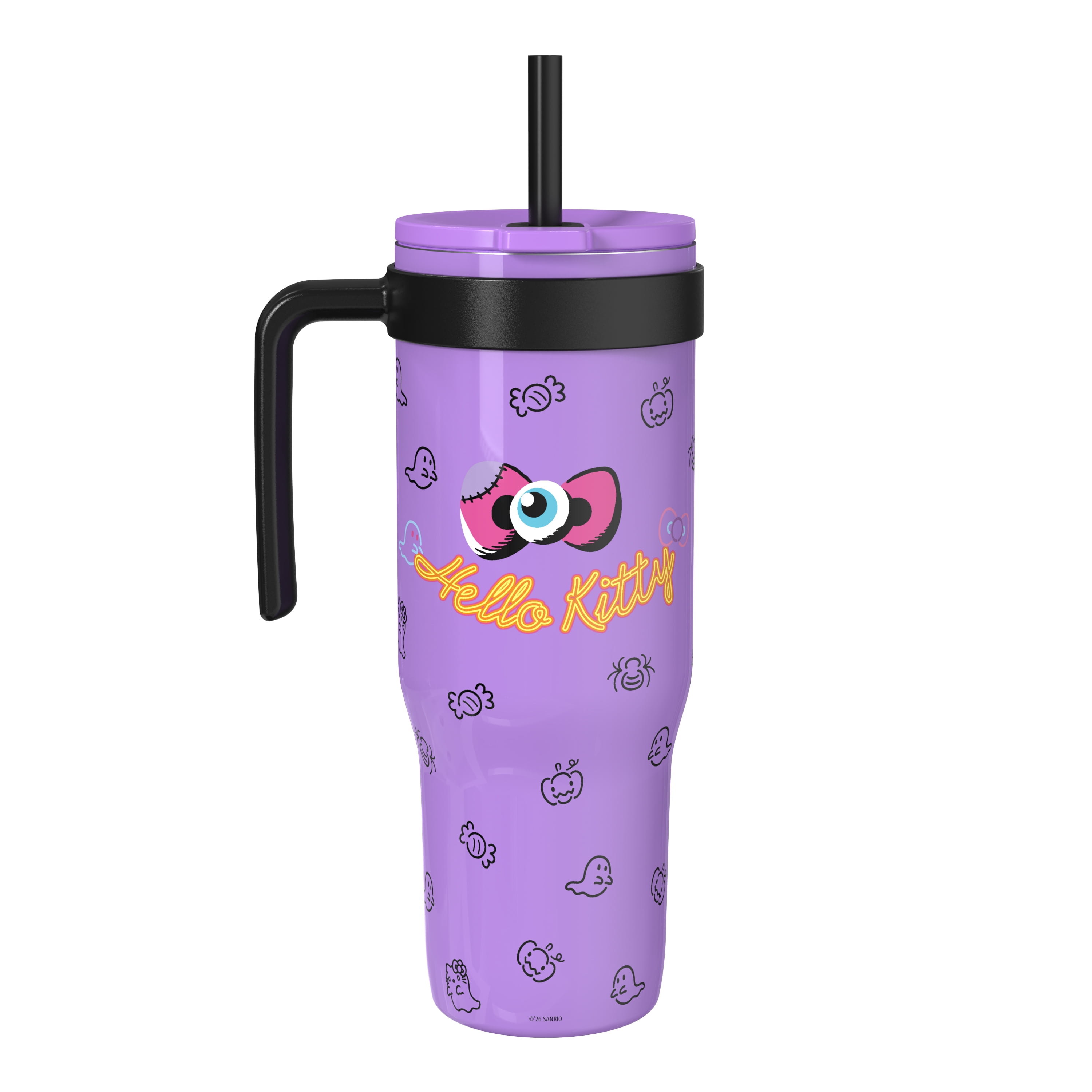 Zak Designs 30oz SS Straw Tumbler with a Handle, Light Purple Hello Kitty