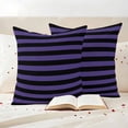 thumbnail image 3 of Purple Black Striped Outdoor Waterproof Pillow Covers, Halloween Vintage Modern Stripes Decorative Square Throw Pillowcase Sofa Cushion Sham for Patio/Couch/Chair, 18"x18" 2 Pack, 3 of 8