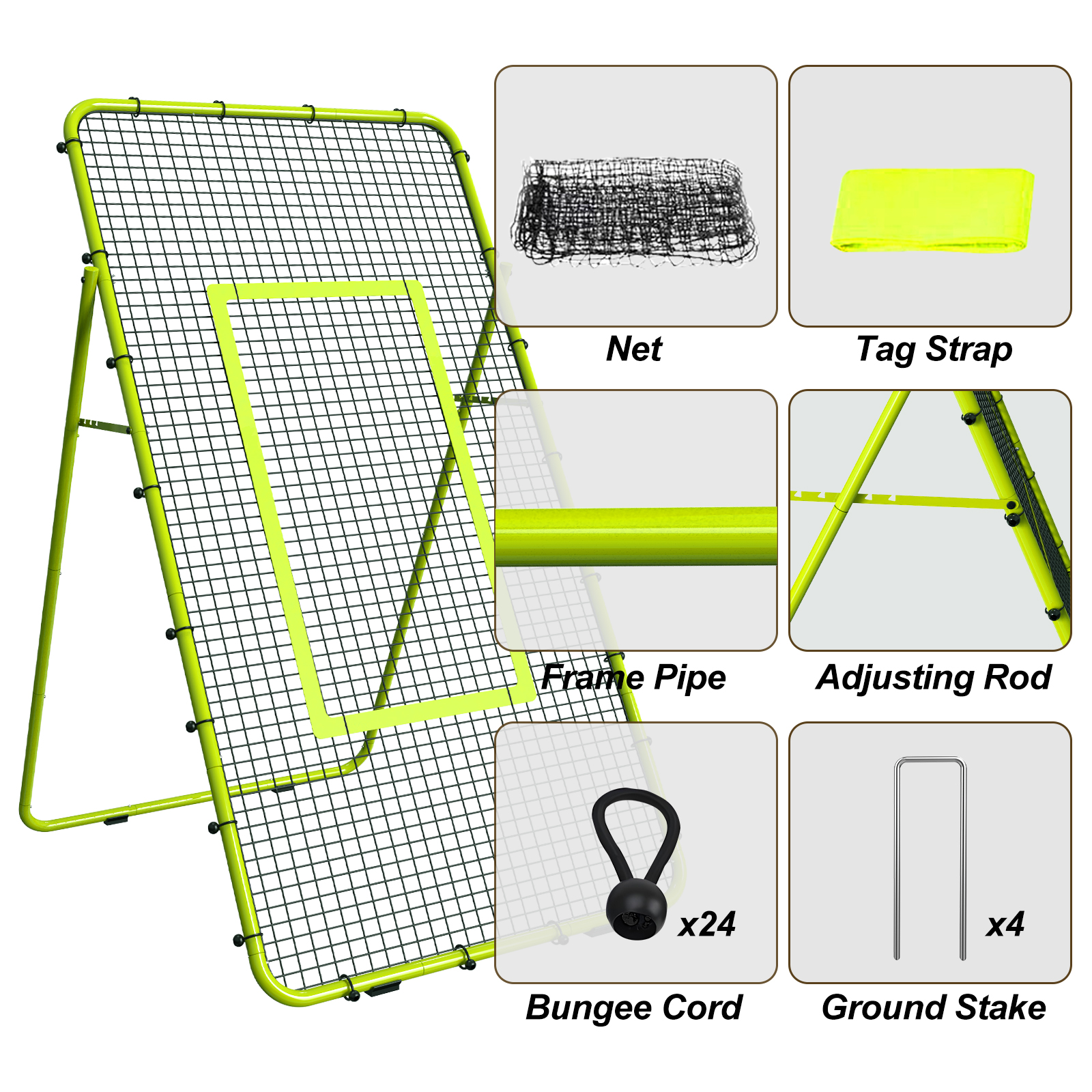 Oumilen Green Baseball Rebounder Portable Training Pitch Back