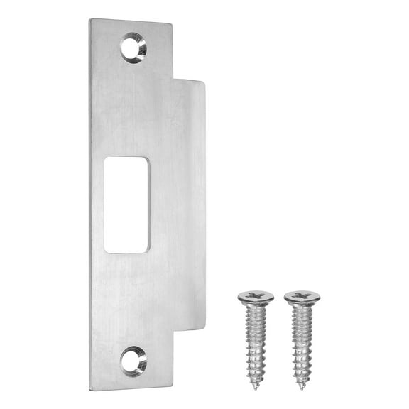 Uxcell Door Latch Strike Plate, 4-7/8" x 1-1/4" Stainless Steel Deadbolt Strike Plate for Door Frame Reinforcement, Silver
