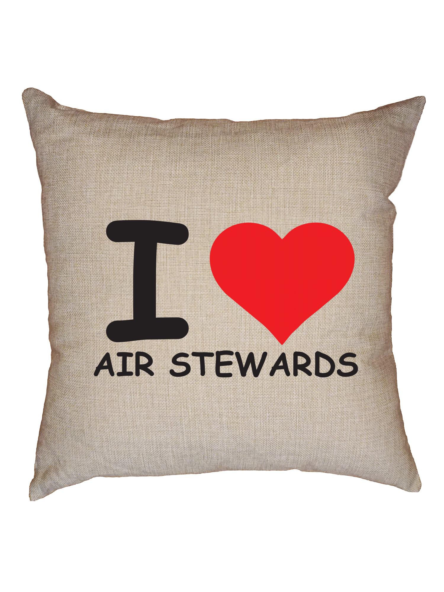 I Love Air Stewards Decorative Linen Throw Cushion Pillow Case with