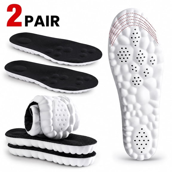 Goldeer 2 Pairs 4D Cloud Memory Foam Insoles, Super Soft Anti-Fatigue Shock Absorption (Men's 7-13)